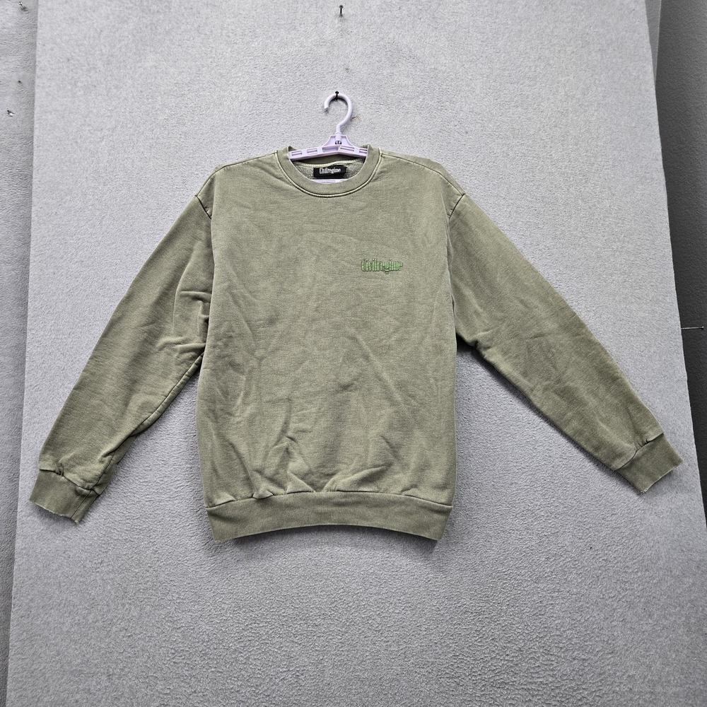 Civil Regime Men Sweatshirt M Green Fleece Logo Spellout Grunge All Seasons